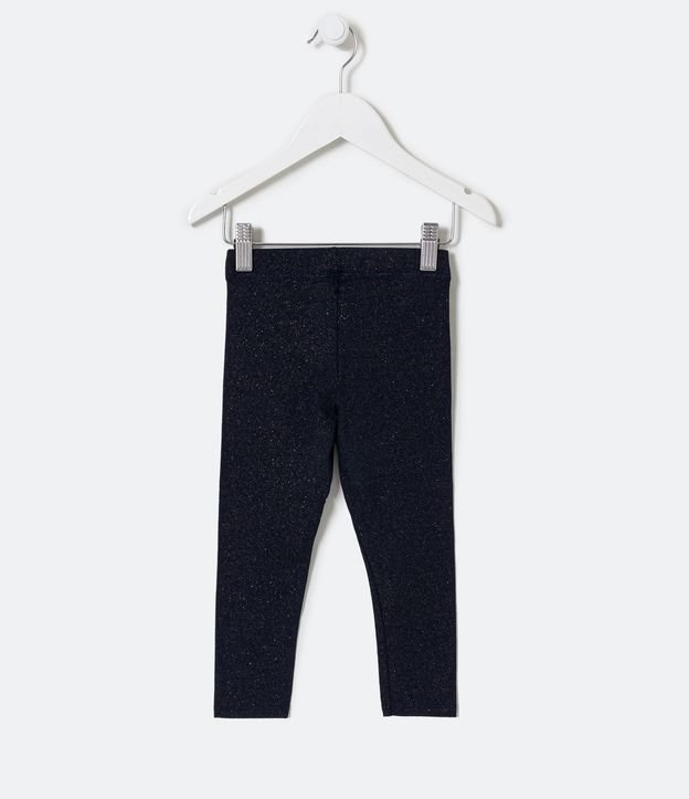 Pantalón Infantil Leggings Liso con Brillo - Talle 1 a 4 Azul  2