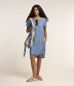 Vestido em Liocel com Manga Curta
