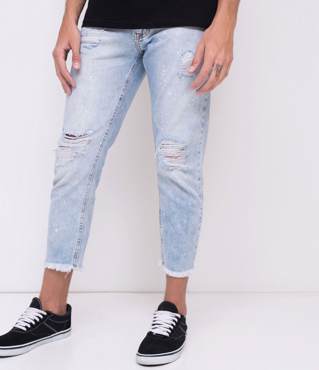 calça cropped jeans masculina