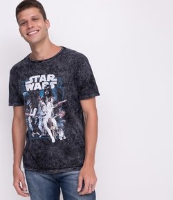 Camiseta Marmorizada com Estampa Star Wars