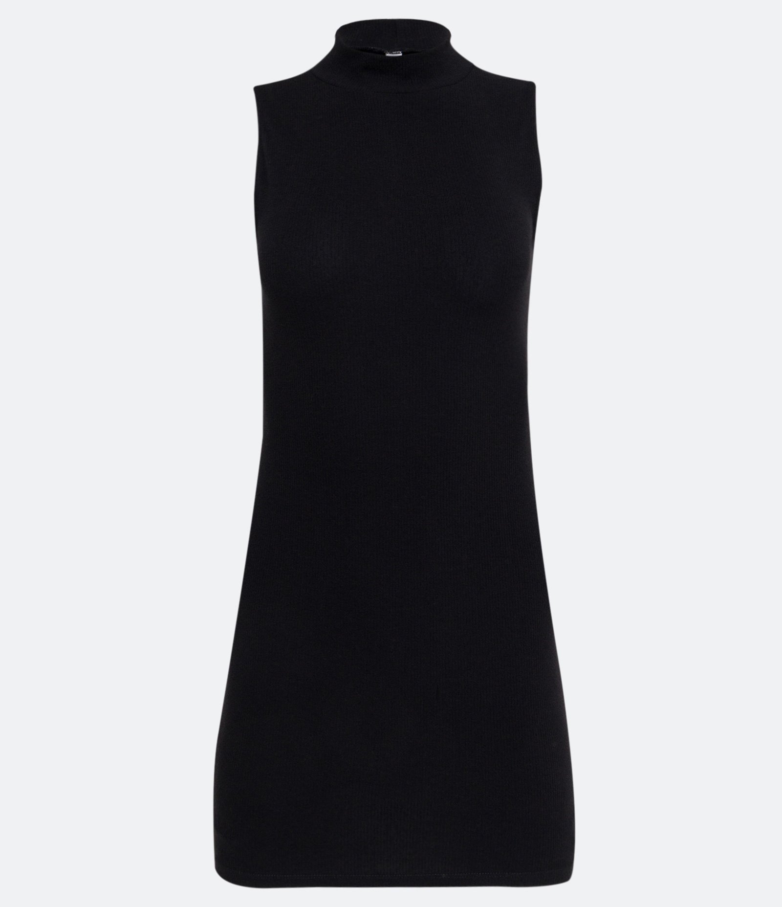 Vestido Curto em Algodão com Golinha Alta Preto 1