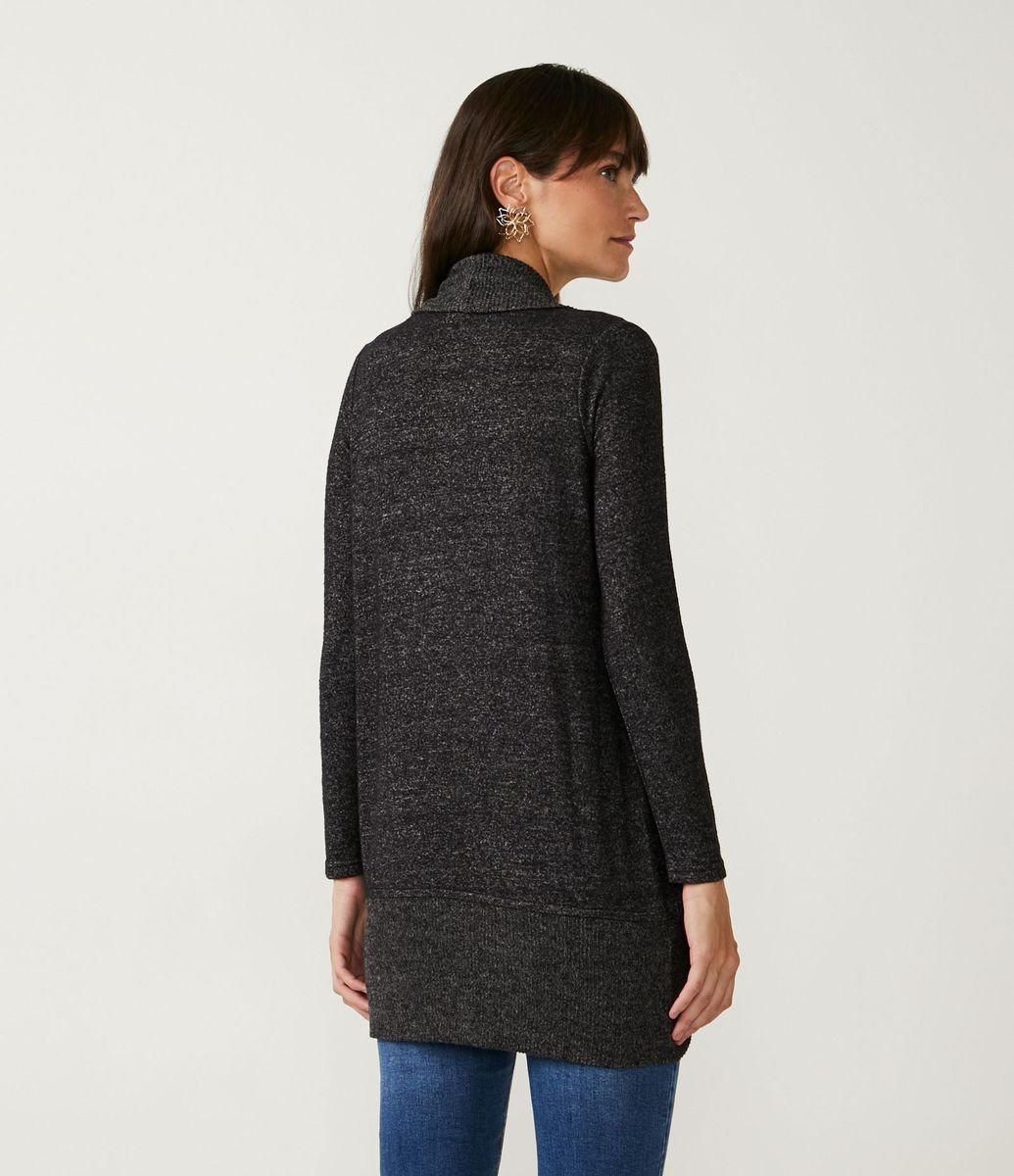 Cardigan Zinco Tricot Xadrez Básico Preto - Renner