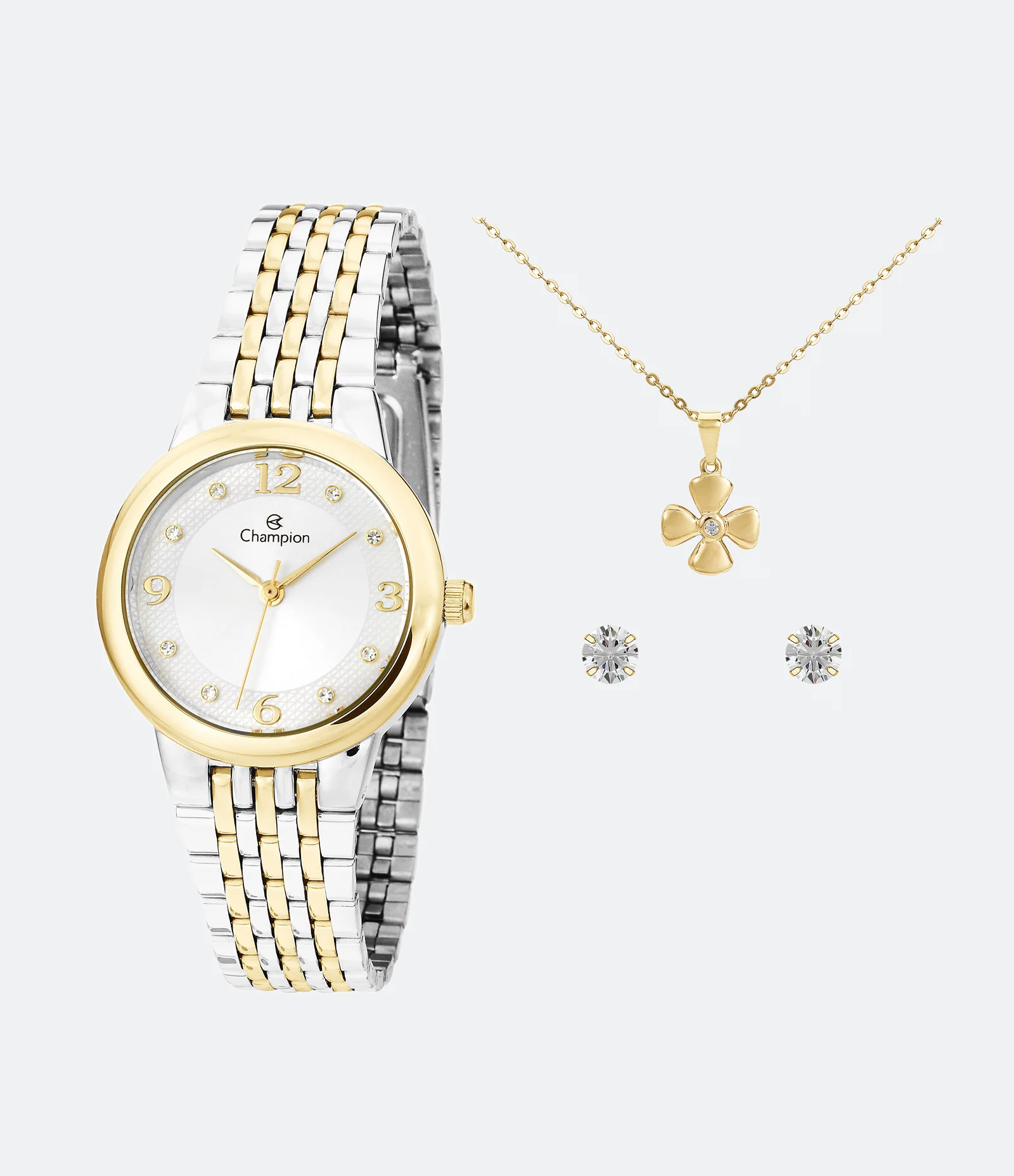 Kit Relógio Champion com Pulseira e Caixa em Metal CH24857W U 1