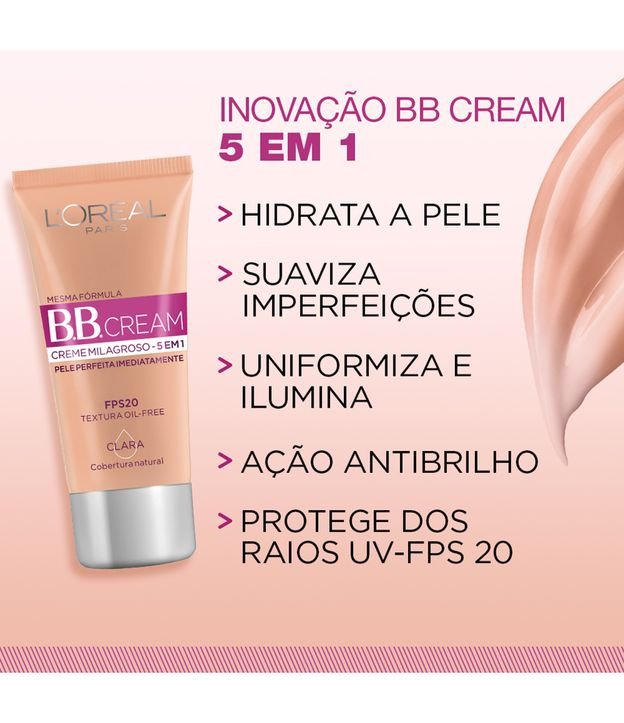 Base BB Cream L'Oréal Paris 5 em 1 FPS 20 Clara 3