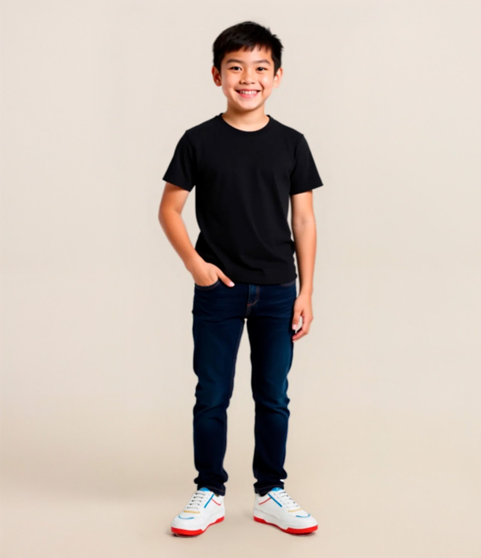 Calça Slim Infantil em Jeans - Tam 5 a 14 anos Azul Escuro 1