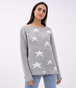 Blusão Estampado com Estrelas em Jacquard