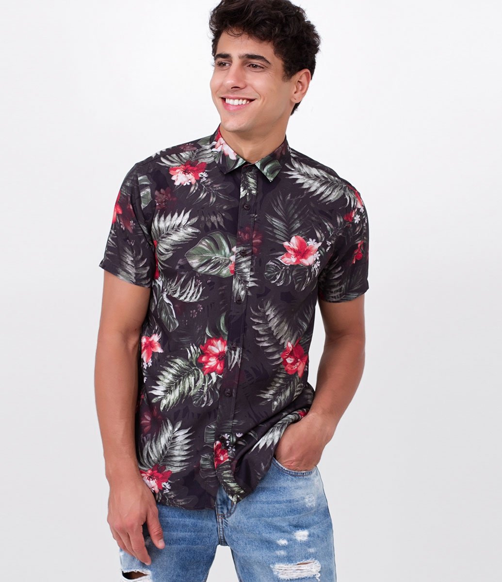 camisa floral masculina marisa