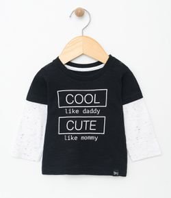 Camiseta Infantil com Letras Cool  - Tam 0 a 18 meses
