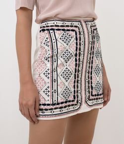 Saia com Bordado de Linha e  Miçangas