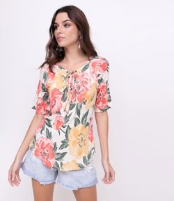 Blusa Floral com Amarração