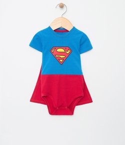 Body Infantil Fantasia Super Homem com Capa - Tam 0 a 18 meses
