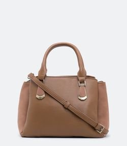Bolsa Satchel Mix de Materiais