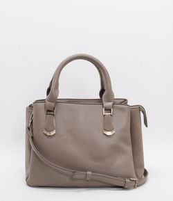 Bolsa Satchel Mix de Materiais