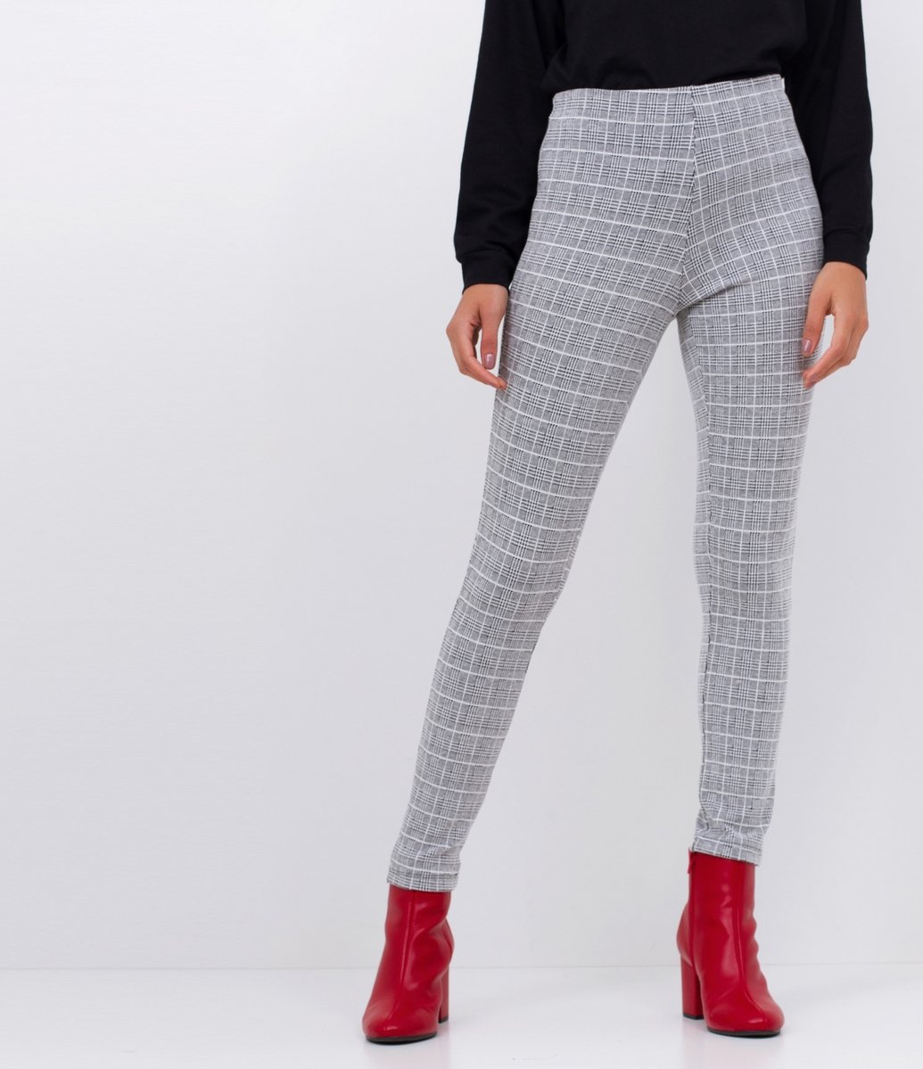 legging xadrez preto e branco