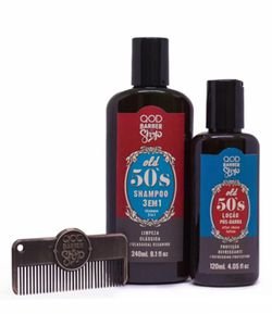 Kit QOD Barber Shop 50's Shampoo + Loção Pós-Barba + 1 Pente para Barba