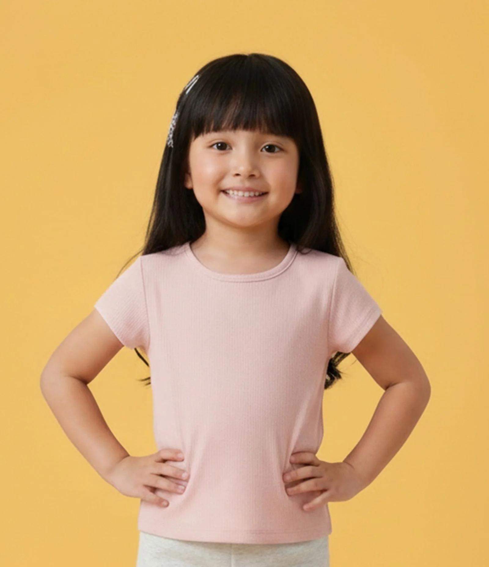 Blusa Infantil Básica em Cotton - Tam 1 a 5 anos Rosa Claro 1