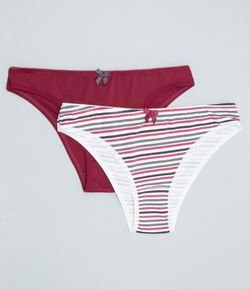 Kit 2 Calcinhas Biquini Estampada e Lisa