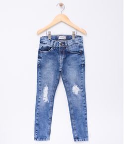 Calça Infantil em Jeans com Rasgos - Tam 5 a 14