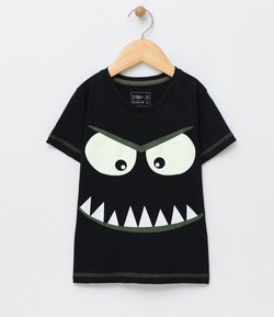 Camiseta Infantil com Estampa que Brilha no Escuro - Tam 1 a 4