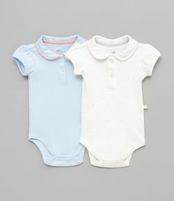 Kit Body Infantil Estampado e Liso Gola Polo - Tam 0 a 18 meses