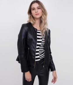 Jaqueta em Material Sintético com Zíper