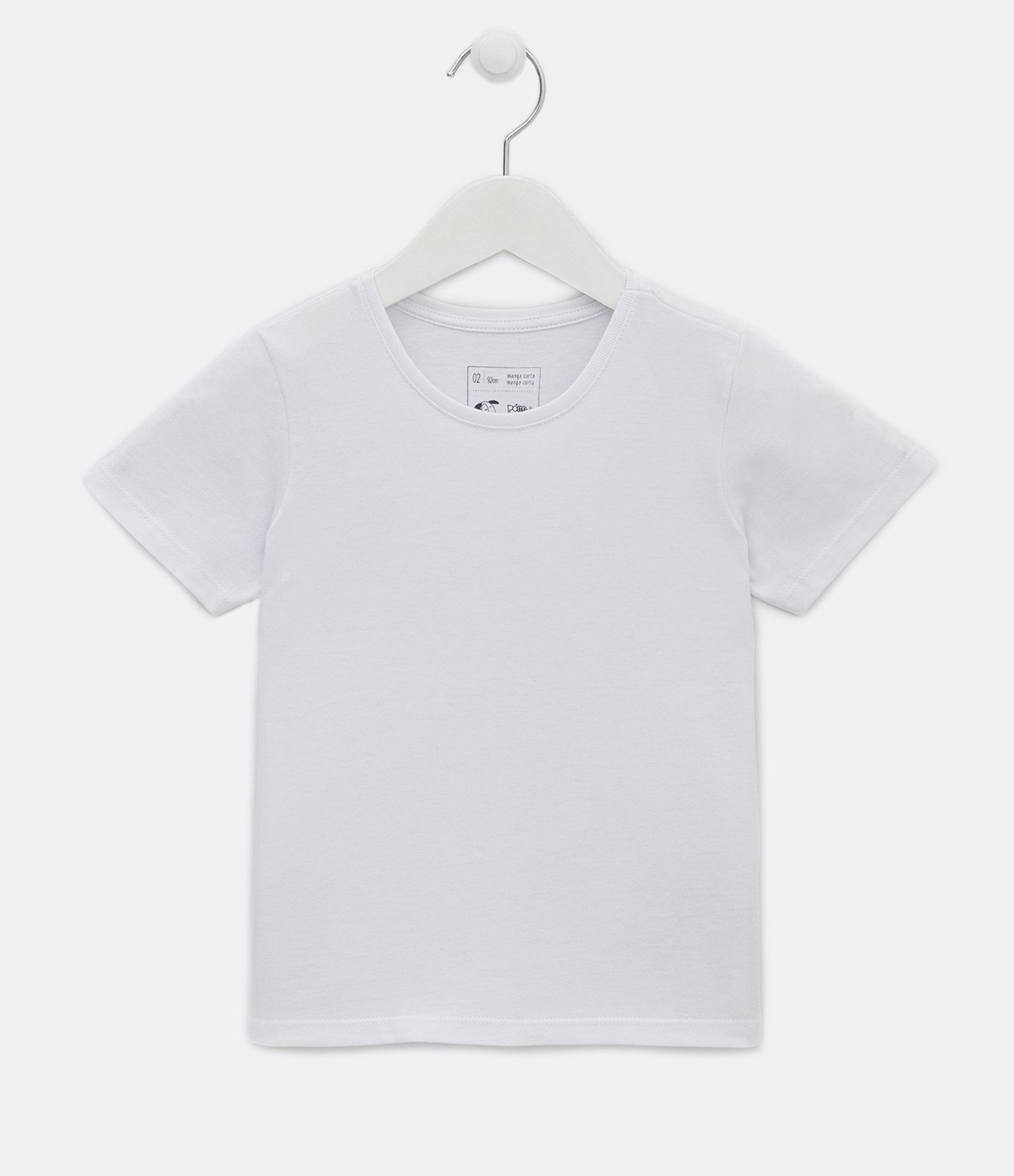 Camiseta Infantil Básica com Etiqueta Bordadinha - Tam 1 a 5 anos Branco 1