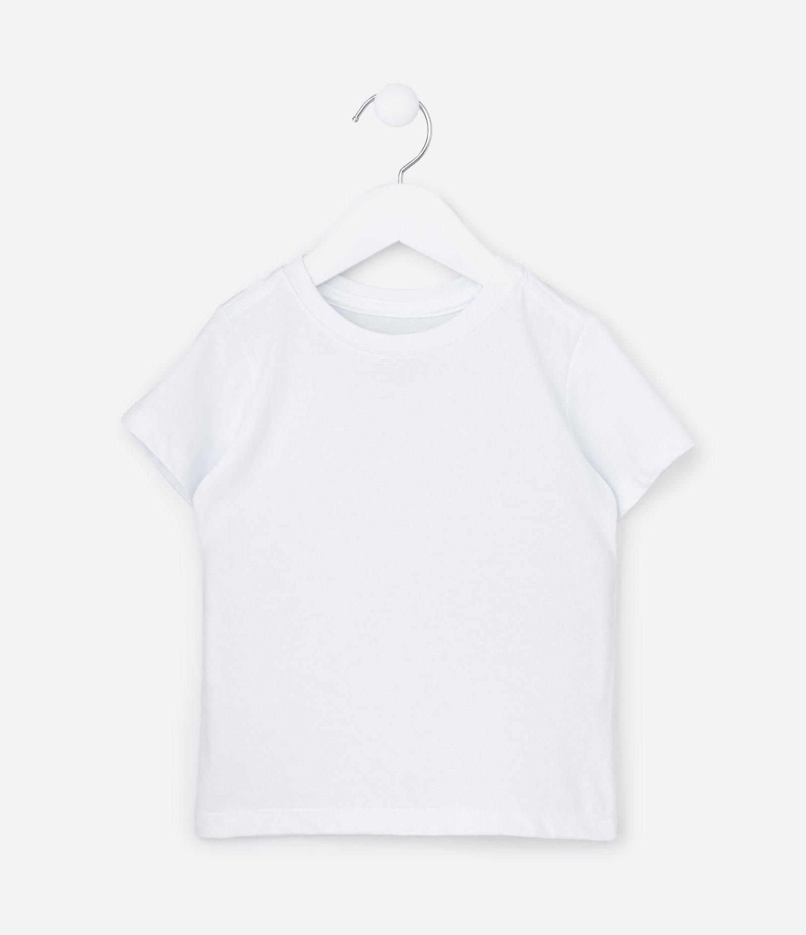 Camiseta Infantil Básica com Etiqueta Bordadinha - Tam 1 a 5 anos Branco 3