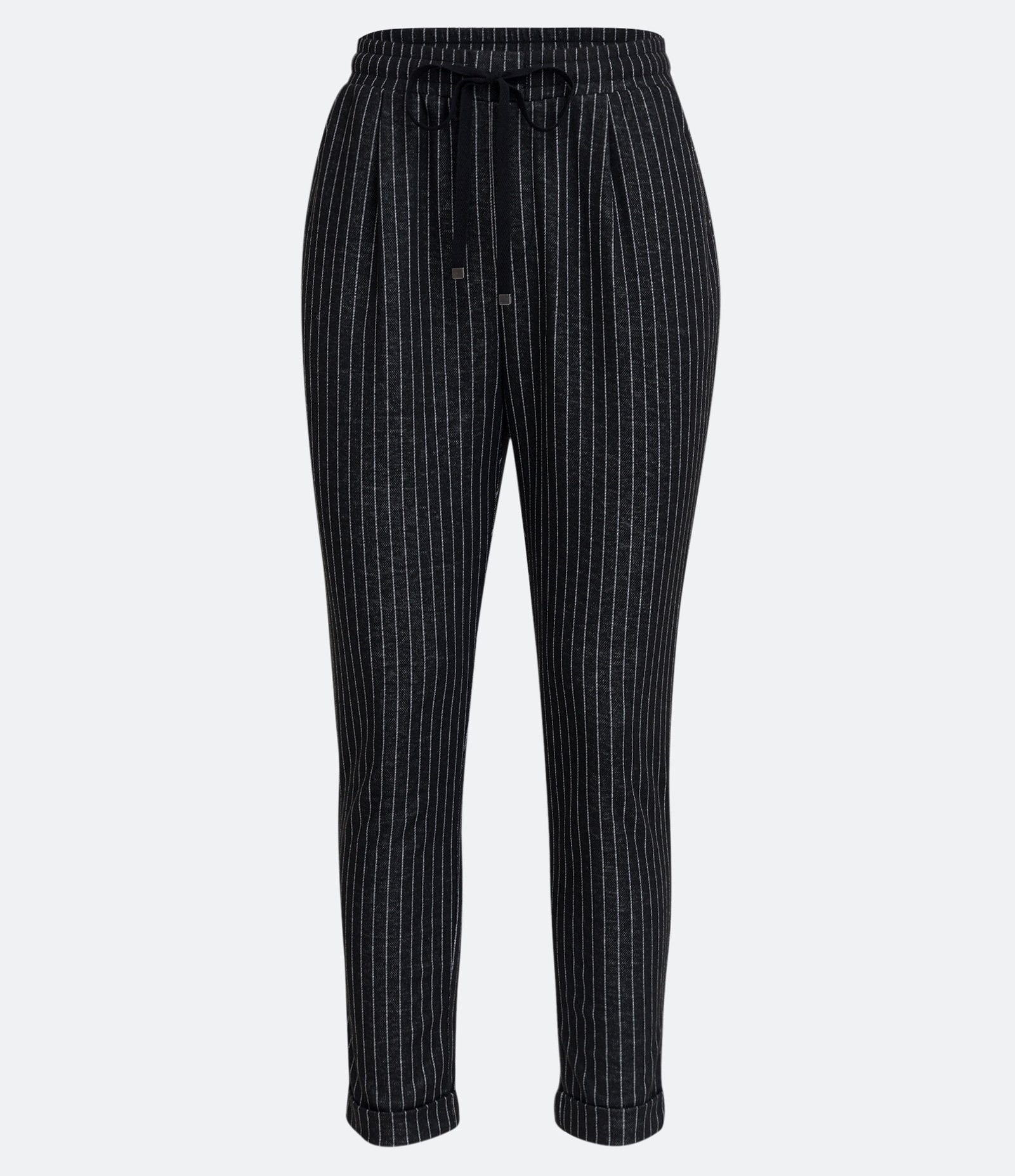 Calça Cenoura em Moletom com Risca de Giz Preto 1