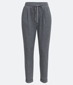 Calça Cenoura em Moletom com Risca de Giz