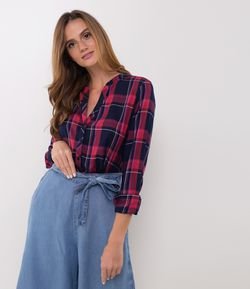 Camisa Xadrez  com Gola Padre