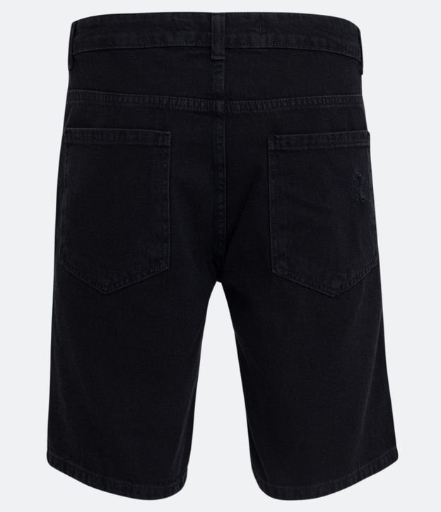 Bermuda Slim Jeans com Rasgos e Bolsos Preto Fosco 6