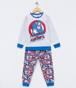 Pijama Infantil Moletom com Estampa Capitão América - Tam 4 a 14