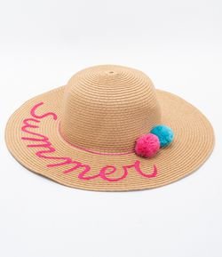 Chapéu de Palha Infantil com Pompom  - Tam único