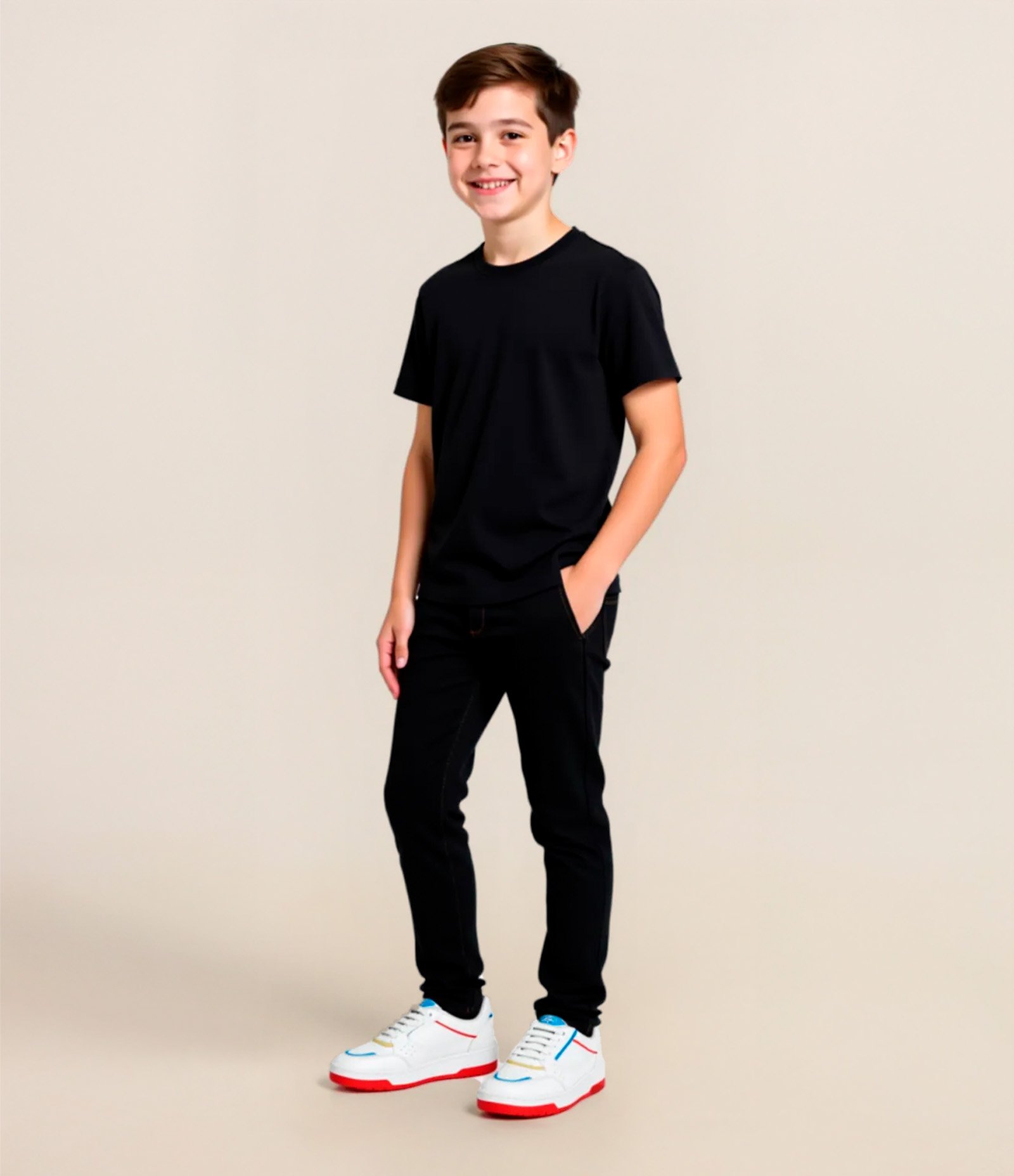 Camiseta Infantil Básica - Tam 5 a 14 Anos Preto 1