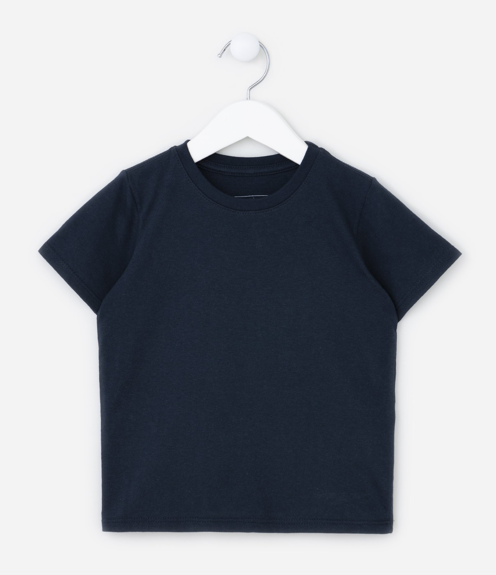 Camiseta Infantil Básica com Etiqueta Bordadinha - Tam 1 a 5 anos Azul Escuro 2