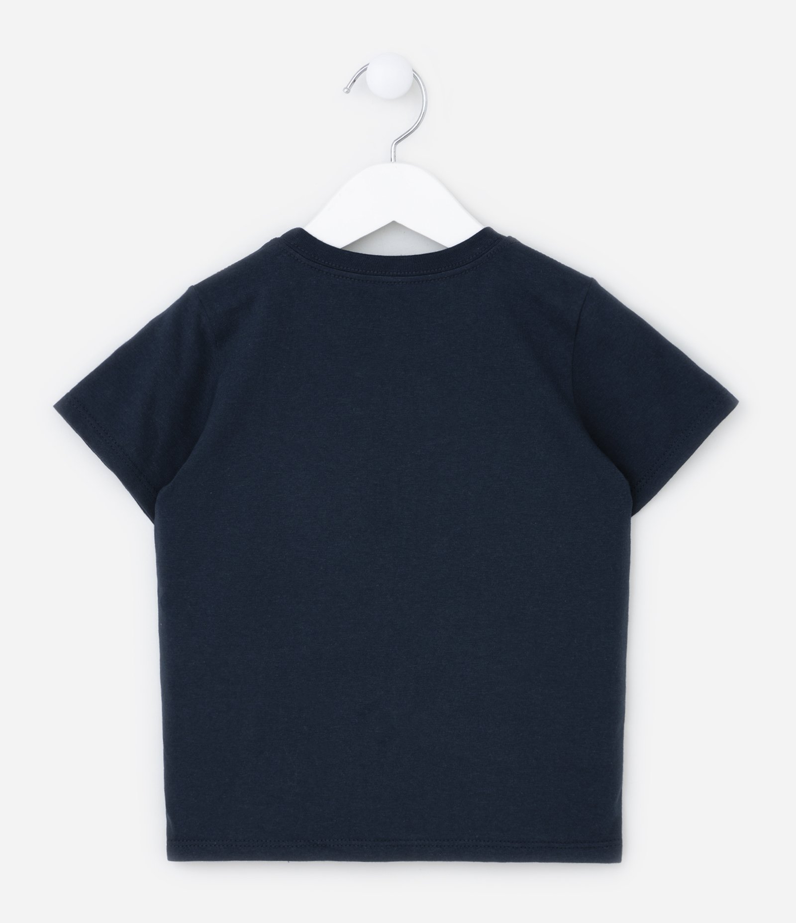 Camiseta Infantil Básica com Etiqueta Bordadinha - Tam 1 a 5 anos Azul Escuro 3