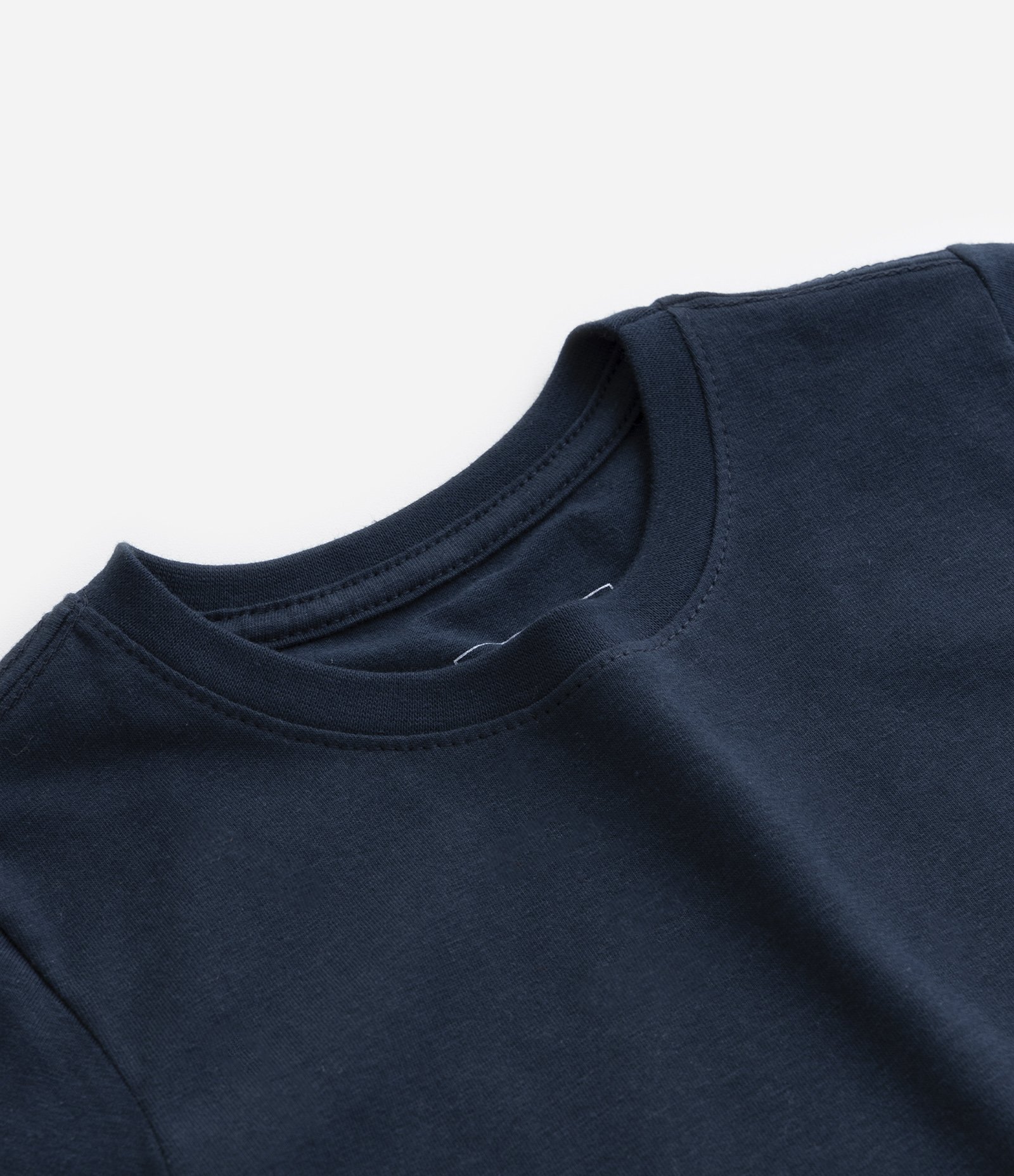 Camiseta Infantil Básica com Etiqueta Bordadinha - Tam 1 a 5 anos Azul Escuro 4