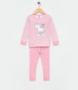 Pijama Infantil Algodão Estampado com Unicórnio - Tam 1 a 4