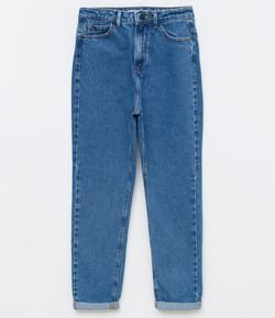 Calça Mom em Jeans com Barra Dobrada