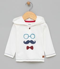 Camiseta Infantil com Capuz e Silk Óculos e Gravata - Tam 0 a 18 meses