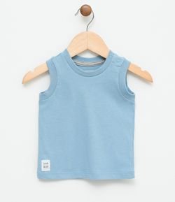 Camiseta Regata Infantil com Detalhe de Etiqueta - Tam 0 a 18 meses