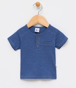 Camiseta Infantil Bolso com Botão - Tam 0 a 18 meses