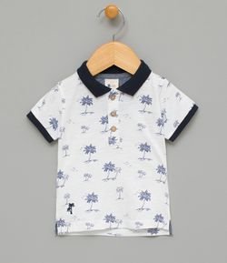 Camiseta Infantil Estampado Gola Polo - Tam 0 a 18 meses