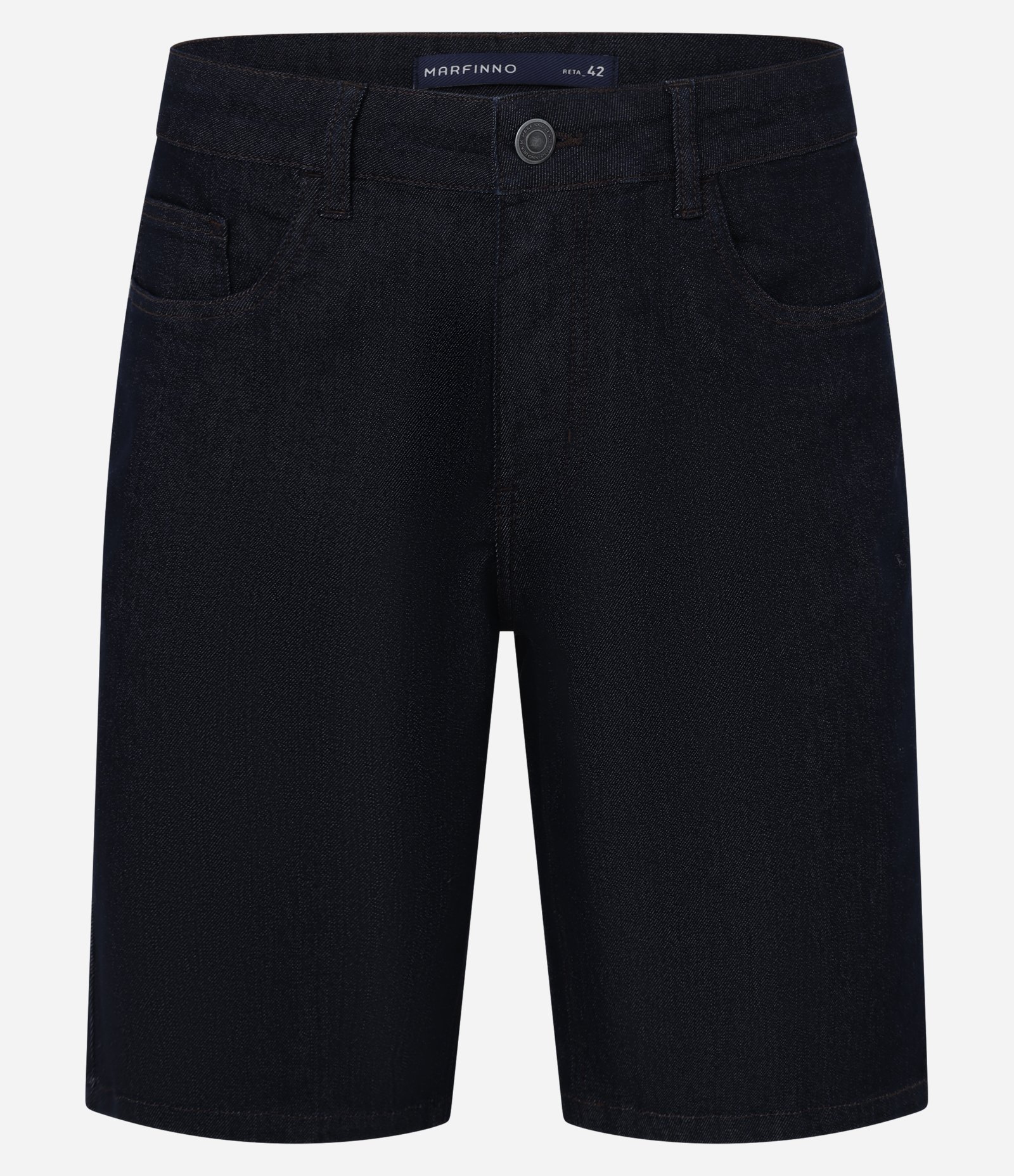 Bermuda Slim Jeans com Elastano e Pesponto Contrastante Azul Escuro 5