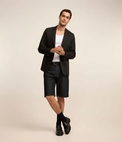 Bermuda Slim Jeans com Elastano e Pesponto Contrastante