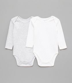 Kit Body Infantil Poá e Liso - Tam 0 a 18 meses