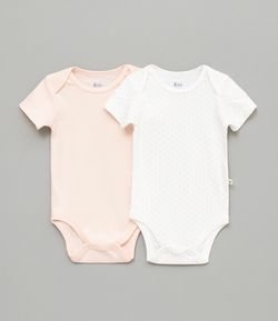 Kit Body Infantil Poa e Liso Gola Americana - Tam 0 a 18 meses