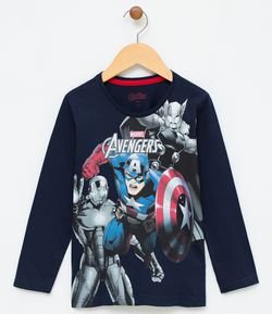 Camiseta Infantil Manga Longa Avengers Capitão América - Tam 4 a 14