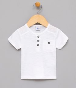 Camiseta Infantil Bolso com Botão - Tam 0 a 18 meses