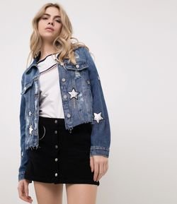 Jaqueta Jeans com Aplicacação de Estrelas  
